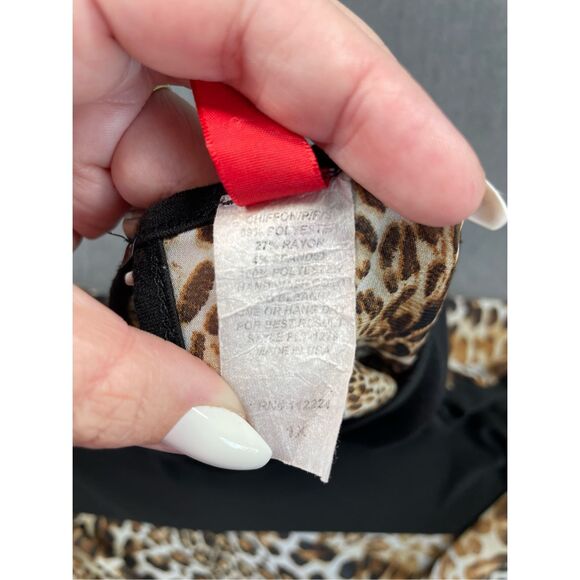 Leopard Print Back High Low Tank Top Women 1X Black Brown Sleeveless Blouse‎ - Picture 5 of 9